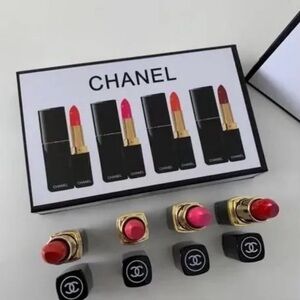 CHANEL Lipstick Collection - Bold Red, Vibrant Pink, Fiery Orange